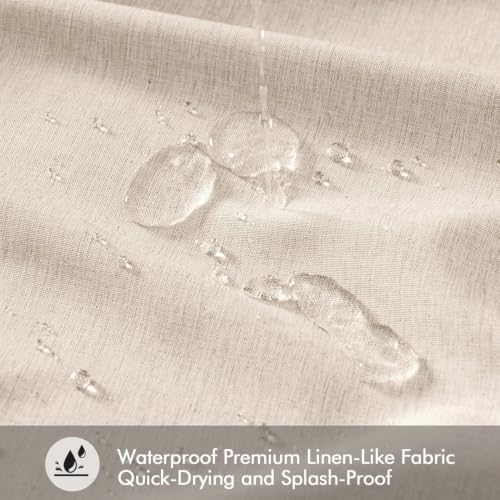 ANRODUO Beige Linen Textured Fabric Shower Curtain Set - W72xL84 | Farmhouse Shower Curtain with 12 Metal Hooks, Waterproof Heavy Duty, Button Hole Design, Machine Washable for Bathroom - color: Beige, size: 72"W x 84"L (Pack of 1)