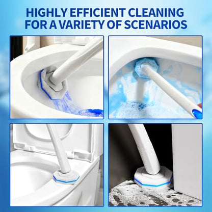 Disposable Toilet Brush Set with 60 Replacement Heads, Toilet Cleaning Replacement Pads, Starter Kit with Storage Case for Deep Cleaning and Hygienic Bathroom Maintenance