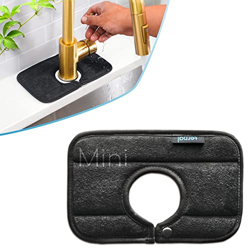 Ternal The Original Sinkmat Drip Catcher & Splash Guard, Faucet Mat for Sinks Absorbent Microfiber, Machine Washable Counter Protector & Drying Mat for Kitchen, Bathroom or RV [Black, Mini, 1 Pack] - size: 9in Mini
