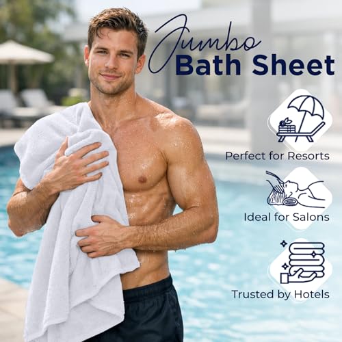 DAN RIVER Pack of 1 Oversized Bath Sheet, 40 x 80 Inches, White | 100% Cotton Jumbo Bath Towel with Extra Large Coverage, Lightweight Feel, Super Soft & Quick Dry - color: White, size: 40x80" Oversized Bath Sheet