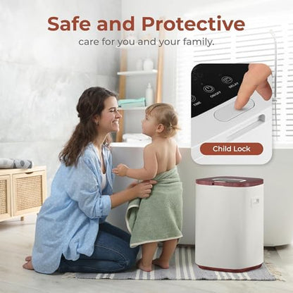 Bucket-23L Capacity Hot Warmer with Timer Function, Fits Up to Two Oversized Towels for Bathroom(Wood) - color: Wood