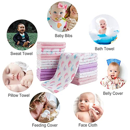 softan Baby Washcloths, 24Pack Baby Wash Cloths Extra Soft & Ultra Absorbent, Baby Towels and Washcloths Face Towel Unisex for Boys Girls Body, Washclothes Gentle on Sensitive Skin, 9x9 Pink Whale - color: Pink Whale