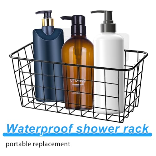 lasuroa 14pcs Shower Caddy Adhesive Replacement, 3 Styles Waterproof Shower Adhesive Strips Sticker Hooks No Drilling Wall Mount for Bathroom Kitchen Racks Organizers