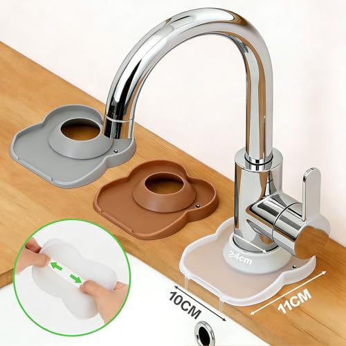 Silicone Faucet Mat for Kitchen Tap Compact Sink Splash Guard Protectors Behind Draining,Clear 2PCS - color: ClearX2