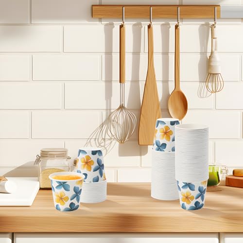 Tamone 600 Pack 3 oz Bathroom Cups, Small Paper Cups Flower Design, Mouthwash Cups, Disposable Paper Cups,3oz Paper Cups for Party, Picnic, BBQ, Travel, Home and Event - color: Blue