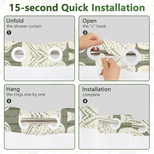 Tropical Leaves Shower Curtain with Snap in Liner, Monstera Leaf No Hook Shower Curtain with Mesh Top Window and Weighted Hem, Waterproof Fabric Hotel Summer Bathroom Shower Curtain Sets, 71x74 Inches - color: Monstera