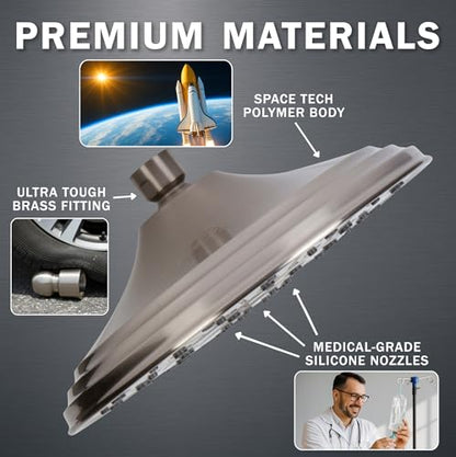 Rainfall Shower Head - 2.5 GPM - Brushed Nickel | 8 Inch Large Overhead Rain Showerhead With Self-Clean Nozzles, High Flow, Easy Install, Adjustable Brass Ball Joint - color: Brushed Nickel