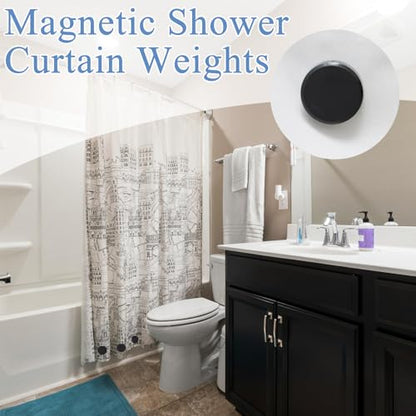 ZYNERY 18 Pcs Shower Curtain Weights, Shower Magnets for Curtain Liner, Shower Curtain Magnets Weights, Magnetic Shower Curtain Weights Bottom, Weights for Outdoor Curtains Flag Tablecloth (Black) - color: Black