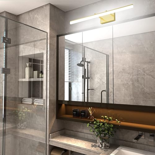 Aipsun 31.5inch Brushed Brass Bathroom Vanity Light Fixtures Modern LED Light Fixtures Gold Vanity Lighing for Bathroom Wall Fixtures 5500K - color: Brushed Gold, size: 31.5 in