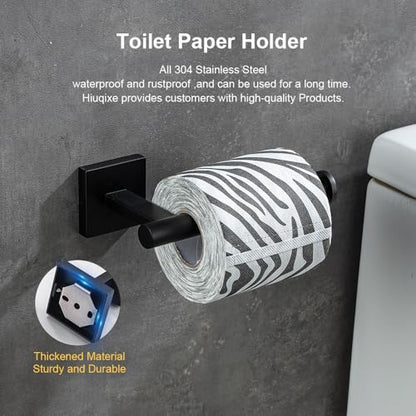 Wall-Mount Toilet Paper Holder, Open Arm, Matte Black | SUS304 stainless steel, screw mount, fits standard, large and mega rolls, concealed caps, mounting hardware included - color: Matte Black