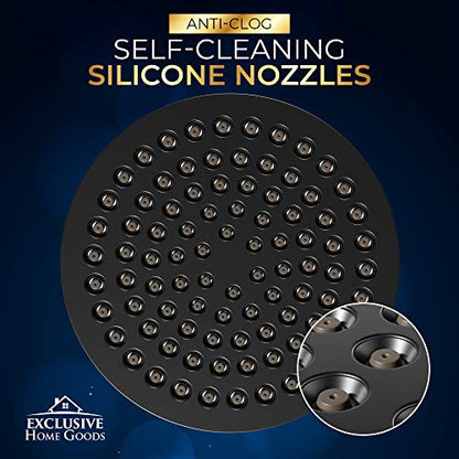 Luxury Rainfall Shower Head - High-Pressure showerhead Jets, rain shower head Ant-Clog Silicone Nozzles (1.8 GPM, Matte Black) - color: Matte Black, size: California 1.8 GPM, 6 Inch Diameter