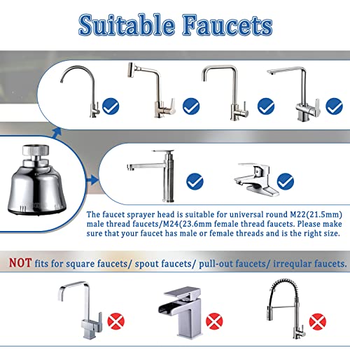 Sink Faucet Sprayer Attachment, Upgrade 4 Mode Adjustable Kitchen Faucet Head, Movable Kitchen Tap Head 360° Rotatable with Extension Hose, Anti-Splash Sink Sprayer Facuet Nozzle Head Water Saving - style: 4 Modes Sprayer