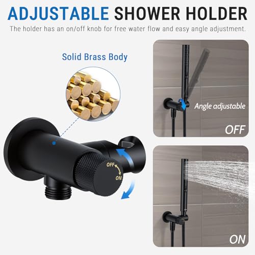 G-Promise All Metal 3-Function Handheld Shower Wand | All Metal, Built to Last, Easy Install, with On/Off Switch Holder, Extra Long Hose, Modern Upgrade - color: Matte Black, style: Round