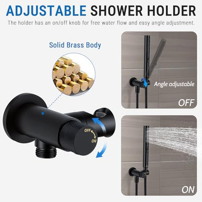 G-Promise All Metal 3-Function Handheld Shower Wand | All Metal, Built to Last, Easy Install, with On/Off Switch Holder, Extra Long Hose, Modern Upgrade - color: Matte Black, style: Round