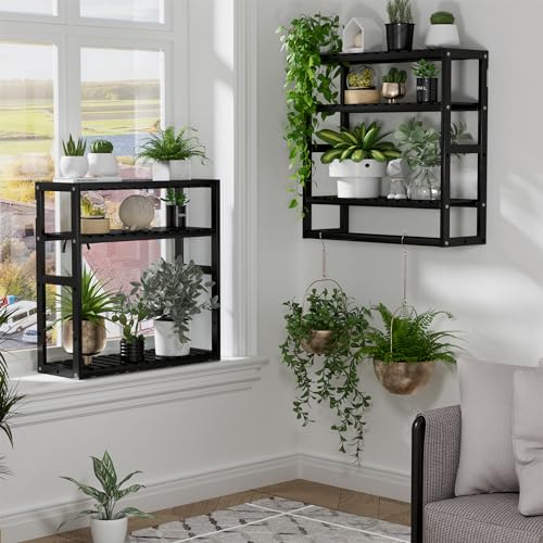 PPN Towel Rack Bathroom Storage Shelves Over The Toilet with Towel Bar 100% Bamboo Adjustable Height Floating Shelf Wall Shower Shelf for Small Space Bathroom Kitchen Multi Usage (Black-1Pack) - color: Black 1pack