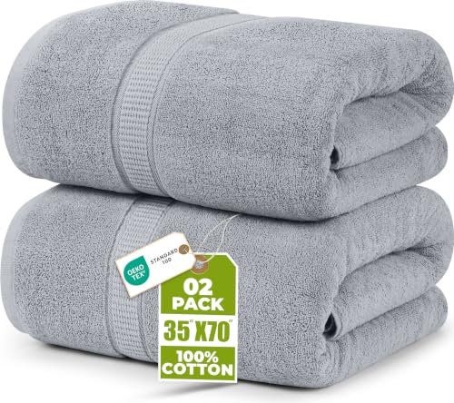 Utopia Towels Jumbo Bath Sheets 2 Pack, 35x70 in, 600 GSM Cotton Cool Grey | Extra Large Ring Spun Cotton Bath Sheets - Soft Plush, Quick-Drying, Highly Absorbent, Great for Everyday Use - color: Cool Grey, size: 2 Piece Bath Sheet
