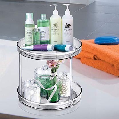 Amolliar 2 Tier 9 Inch Lazy Susan Turntable Organizer for Cabinet,Spice Rack Food Storage Container for Kitchen, Pantry, Fridge, Countertop, Vanity, Bathroom, Spinner Organizer for Spices, Condiments - size: Clear 9" 2 Tier 1 Pack