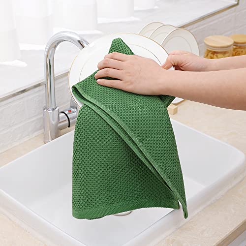 Homaxy 100% Cotton Waffle Weave Kitchen Towels, 10-Pack, Grass Green | Ultra Soft Absorbent Dish Towels, Quick Drying Cleaning Towels, 13 x 28 Inches - color: Grass Green, size: 13 x 28 - 10 Pack