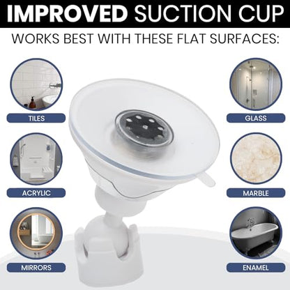 3X Magnifying Shower Mirror for Fogless Shaving, 6.7" Diameter | Shatterproof Round Anti Fog Shaving Mirror with Strong & Sticky Suction & 360° Swivel - Magnified for Close & Clear Shaving