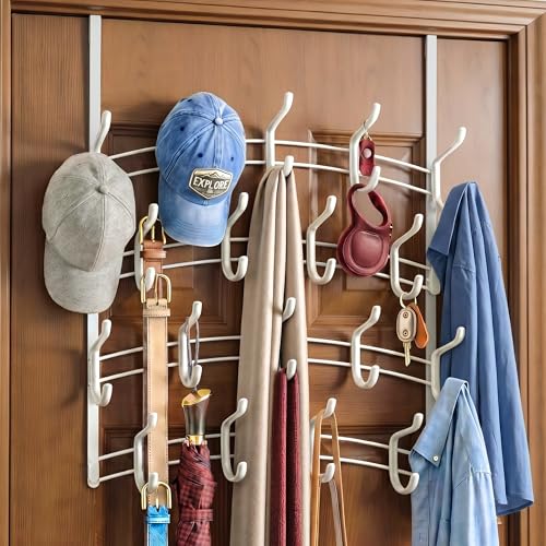 LYNK Professional® Home™ Over the Door Hooks - 36 Hook – Over the Door Coat Rack - Over the Door Hanger - Hanging Towels or Clothes - Bathroom, Bedroom, Laundry Room - Lifetime Ltd. Warranty, White - color: White, size: 36 Hooks Meridian