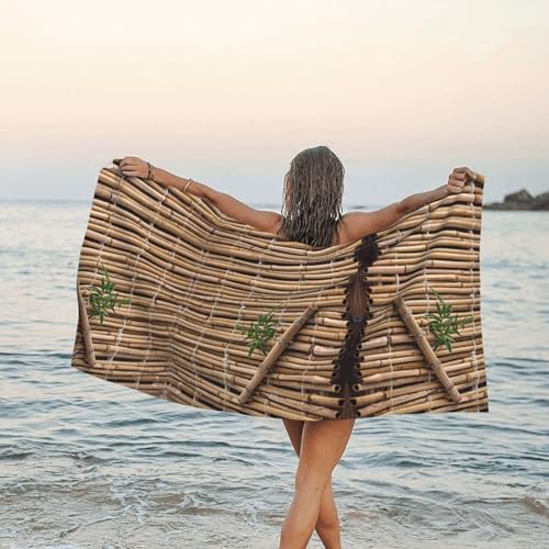 Large Bamboo Raft Bath Towel Super Absorbent Quick Dry Bathroom Towel Sand Free Microfiber Beach Towels for Bathroom, Gym, Spa and Hotel Towel 27.5"x55"