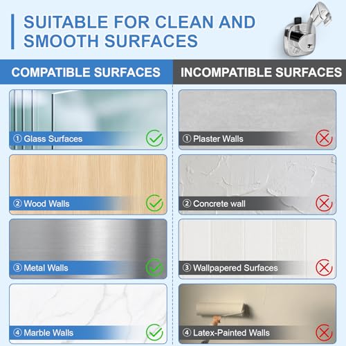 Shower Head Holder,360° Adjustable Shower Holder for Wall RV,Removable Suction Cup Handheld Shower Head Holder,Waterproof Shower Handle Holder,No Drill,Bathroom Accessories,Polished Chrome
