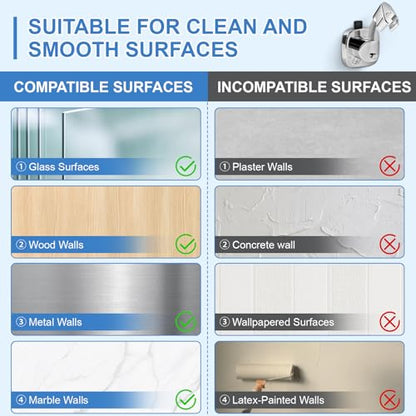 Shower Head Holder,360° Adjustable Shower Holder for Wall RV,Removable Suction Cup Handheld Shower Head Holder,Waterproof Shower Handle Holder,No Drill,Bathroom Accessories,Polished Chrome
