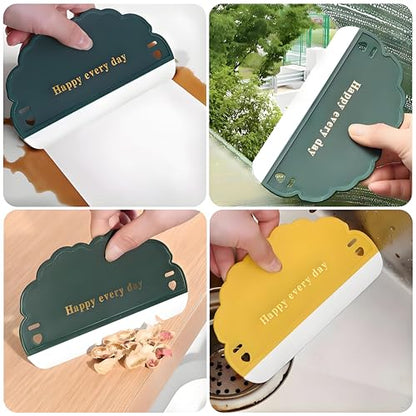 Squeegee Bathroom Glass Door Cleaning Scraper with Hanging Hook, Silicone Mini Kitchen Countertop Squeegee, Water Wiper Scraper for Sink Tiles Cleaning Tools (Cloud 3PCS) - color: Cloud 3pcs