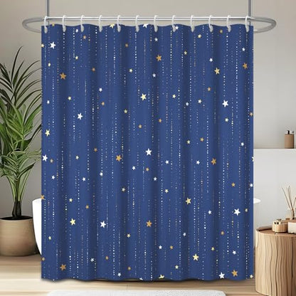 Starry Night Shower Curtain, Waterproof Shower Curtains for Bathroom, Cloth Star Shower Curtain Set with Hooks, Blue Celestial Space Shower Curtains, 72x78 Inches - color: Starry Night - Blue, size: 72"W x 78"L (Pack of 1)