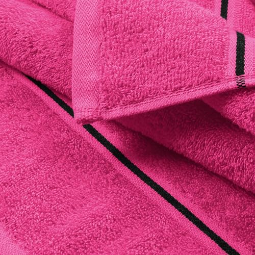 MyOwn Ultra Soft 6 Pack Cotton Towel Set, Contains 2 Bath Towels 28x55 inch, 2 Hand Towels 16x24 inch & 2 Wash Coths 12x12 inch, Ideal Everyday use, Compact & Lightweight - Hot Pink - color: Hot Pink, size: 6 Piece Set