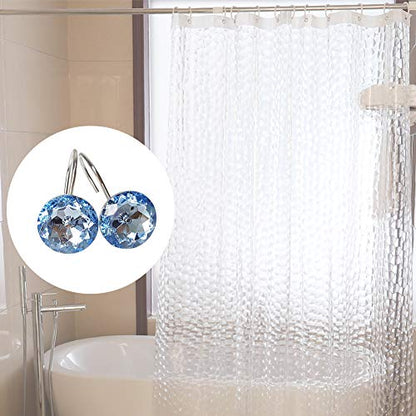 12 Pcs Bling Rhinestones Shower Curtain Hooks Bathroom Rolling Hooks - color: Blue