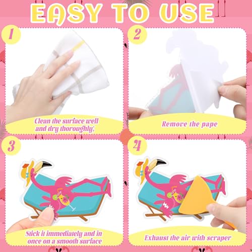 Yaomiao 24 Pcs Flamingo Non Slip Bathtub Stickers with Scraper | Shiny, Sparkle, Glitter, Peva, 4.53inch, Easy Apply, No Residue, for Bathroom, Shower Stairs Floor, Safety, Cute, Grip - style: Flamingo