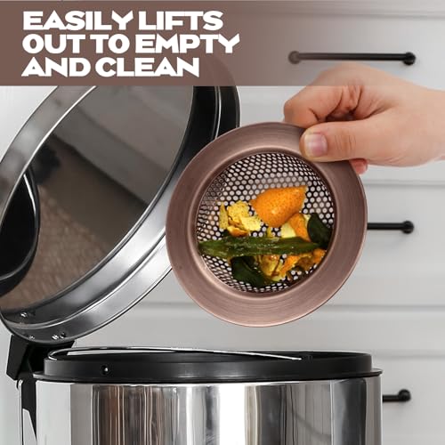 2 Pcs Sink Strainer Stainless Steel Kitchen Sink Drain Strainer Basket Cover Mesh Hair Food Catcher, Large Wide Rim of 4.4 Diameter(Red Bronze) - color: Red Bronze