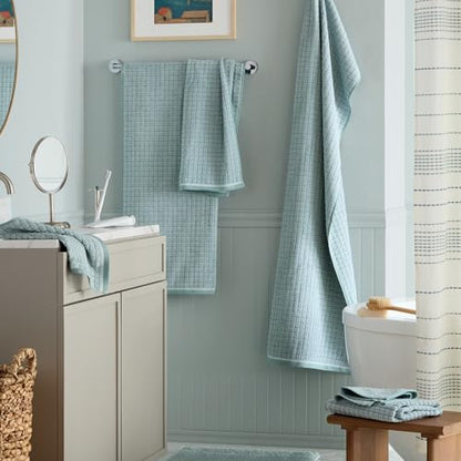 TOWN & COUNTRY EVERYDAY 6-Piece Textured Windowpane Set, 2-Bath Towels, 2-Hand Towels, 2-Washcloths, 100% Cotton, Plush & Absorbent 550GSM, Aqua Blue - color: Aqua Blue