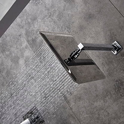 Cascada 12” Square Shower System (Wall Mounted) with Single Handle & square knob, 2 Functions (Rainfall & Handheld) (Polished Stainless Steel) - color: Polished Stainless Steel