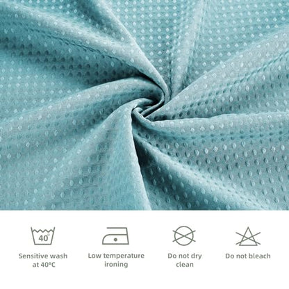 LaCyan 3 in 1 Waterproof Waffle Weave Shower Curtain and Clear Liner Set with 12 Stainless Steel Hooks Double Sided for Bathroom 72 Inches Heavy Duty Polyester Fabric Shower Curtains 72x72 - color: Teal, size: 72"W x 72"L (Pack of 3)