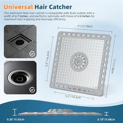 Hibbent Upgraded Shower Drain Hair Catcher, Shower Cover for Bathroom Floor 6" Drain, Anti-Clogging Bathtub Strainer, Stainless Steel Kitchen Sink Strainer with Handle, Grey - color: 6' Light Grey