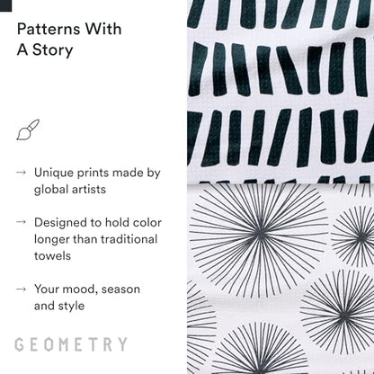 GEOMETRY Kitchen Tea Towels - Quick Dry Microfiber Dish Towels for Kitchen Linework, 18" x 30" 2 Pack - color: All Lined Up, style: Kitchen Towel - Double