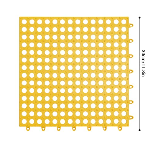 Tyenaza 10Pcs Bath Tub Shower Mat, Suction Cup Floor Mats Anti Slip Plastic Mosaic Bath Mat Tub Bathroom Mats for Kitchen Bathroom (Yellow) - color: Yellow