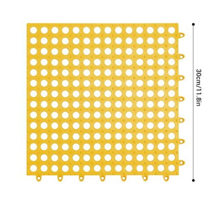 Tyenaza 10Pcs Bath Tub Shower Mat, Suction Cup Floor Mats Anti Slip Plastic Mosaic Bath Mat Tub Bathroom Mats for Kitchen Bathroom (Yellow) - color: Yellow