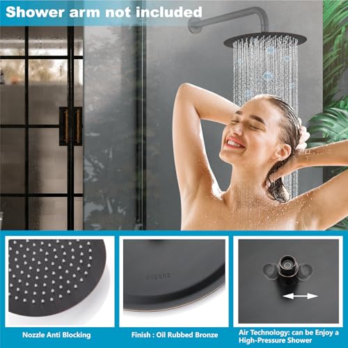 Midanya Round Rain Shower Head,High Pressure,Oil Rubbed Bronze 12 Inch | 360°Swivel,Ceiling or Wall Mount,Waterfall Full Body Coverage,Bathroom Remodel,Stainless Steel Rainfall Shower Head - color: Bronze, size: 12 Inch