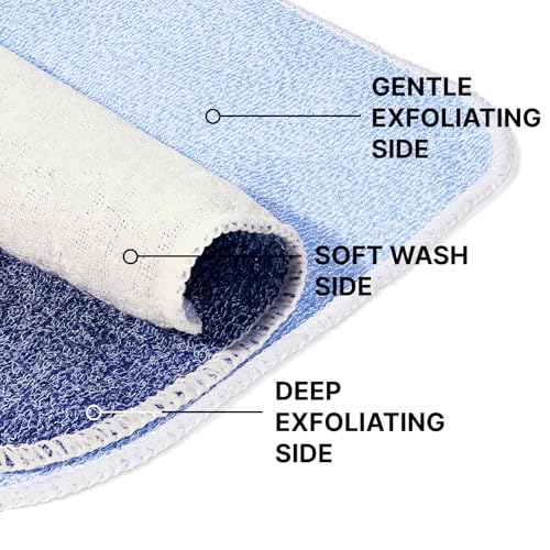 ZOMCHI Exfoliating Washcloth for Face and Body, Dual Texture, 2 Pack, Blue | Wash Cloths for Men and Women, Quick-Drying Scrub Bath Cloth, Shower Wash Cloth, Rich Lather, Deep and Gentle - style: Blue Washcloth