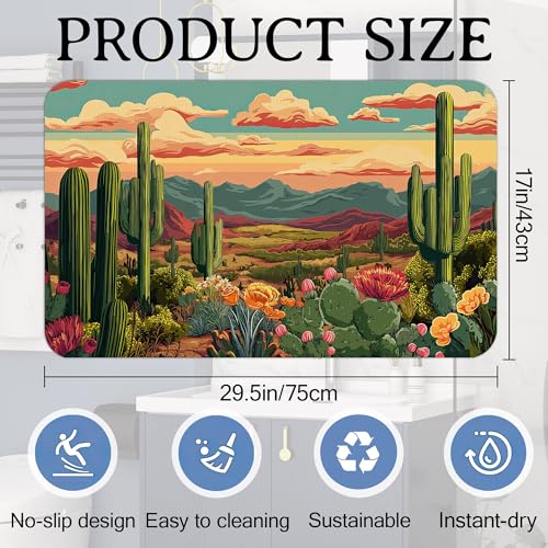 Cactus Bath Mat, Green Desert Succulent Botanical Bathroom Rugs, Absorbent Bath Rug Floor Rug Carpet for Bathroom Bathtub Bedroom Living Room, 17 x 29.5 Inches - color: Cactus Green Desert Succulent Botanical