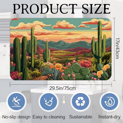 Cactus Bath Mat, Green Desert Succulent Botanical Bathroom Rugs, Absorbent Bath Rug Floor Rug Carpet for Bathroom Bathtub Bedroom Living Room, 17 x 29.5 Inches - color: Cactus Green Desert Succulent Botanical