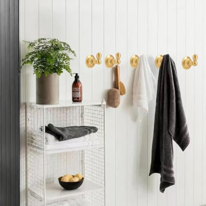 4 Pack 2-3/4inch Champagne Bronze Robe Hooks | Solid Zinc Alloy | Wall Mounted | Coat Hooks | Hooks Wall Mounted Robe Hooks | For organization in bathrooms entrances. - color: Champagne Bronze