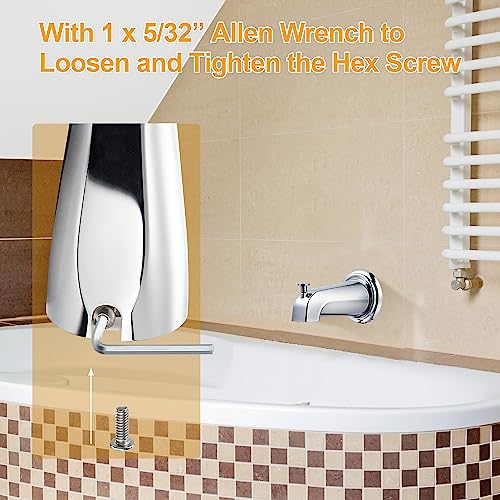 Diverter Tub Spout Compatible with Kohler GP85556-CP (Polished Chrome) | Slip On Bathroom Bathtub Faucet Replacement for 1/2"Copper Water Tube, Metal Cover Ring and Foam Gasket Included - color: Polished Chrome