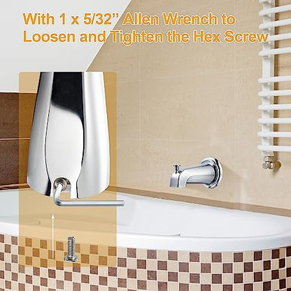 Diverter Tub Spout Compatible with Kohler GP85556-CP (Polished Chrome) | Slip On Bathroom Bathtub Faucet Replacement for 1/2"Copper Water Tube, Metal Cover Ring and Foam Gasket Included - color: Polished Chrome