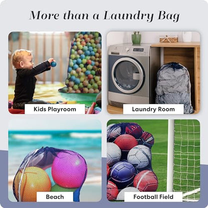 Handy Laundry Mesh XL Laundry Bag - Durable, Machine Washable with Secure Drawstring Closure - Perfect for College Dorms, Laundromats, Apartments (Navy, Large 24" x 36") | XL 24x36 Mesh Laundry Bag, Secure Drawstring, Heavy Duty, Machine Washable, for Del