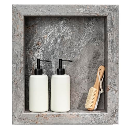 Palisade 17.5 in x 15.5 in Vinyl Shower Niche Spanish Marble | Waterproof Shower Insert - color: Spanish Marble
