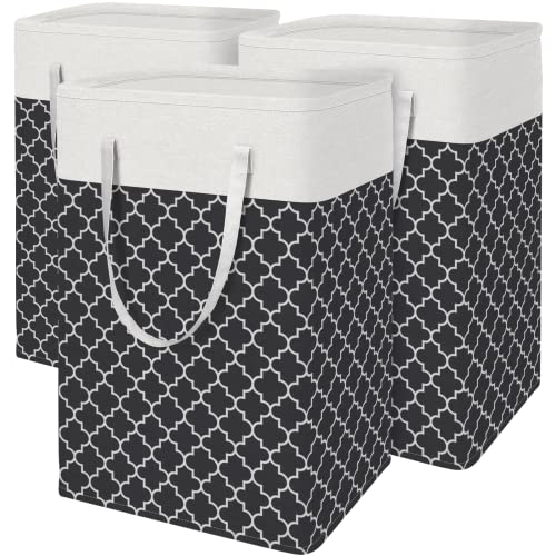 BlissTotes 3-Pack Laundry Basket, Collapsible Laundry Hamper, Black, 88L | Laundry Clothes Hamper, Hampers for Bedroom, Freestanding Hamper with Handles, Clothes Laundry Basket - color: Black, size: 88L